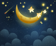 Crescent Moon With Dancing Stars