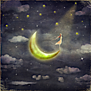 Woman Standing on Crescent Moon