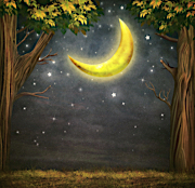 Crescent Moon and Trees