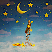 Man on a Ladder Catching Stars