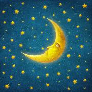 Golden Crescent Moon with Stars